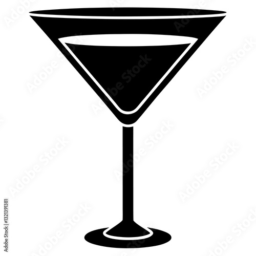 martini majesty glass silhouette vector icon white background
