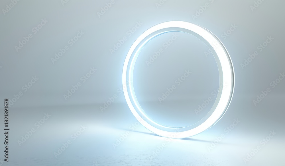 Illuminated circular light in minimalistic space Illuminated circular light in minimalistic space