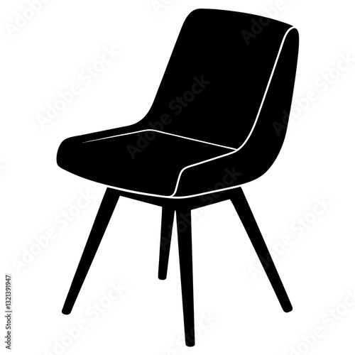 mod chair silhouette vector icon white background 