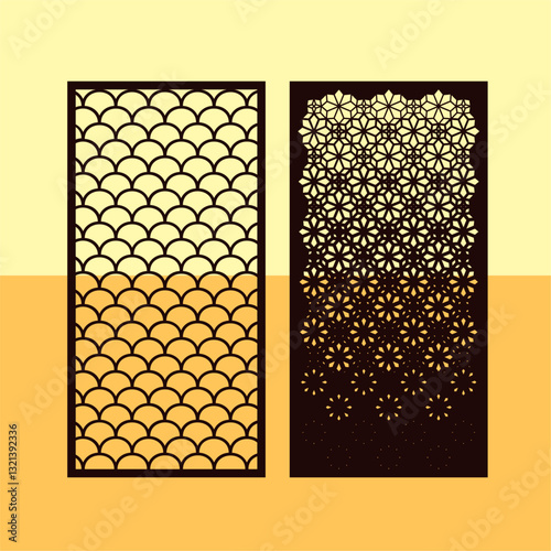  Kitchen and Hall Jali geometric CNC jaali pattern for laser cutting and interior designing vector graphics