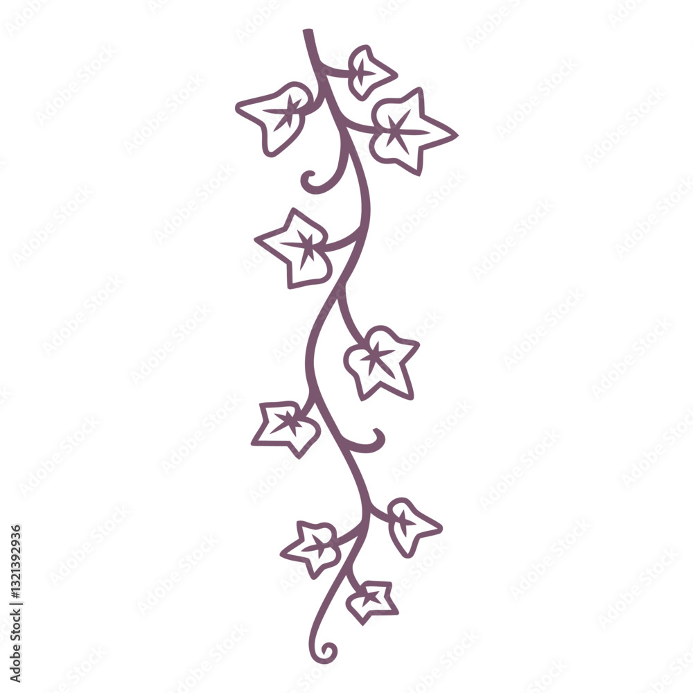 Fototapeta premium Elegant Botanical Silhouette: A stylized illustration of a graceful vine with delicate leaves, evoking a sense of organic beauty and intricate design.
