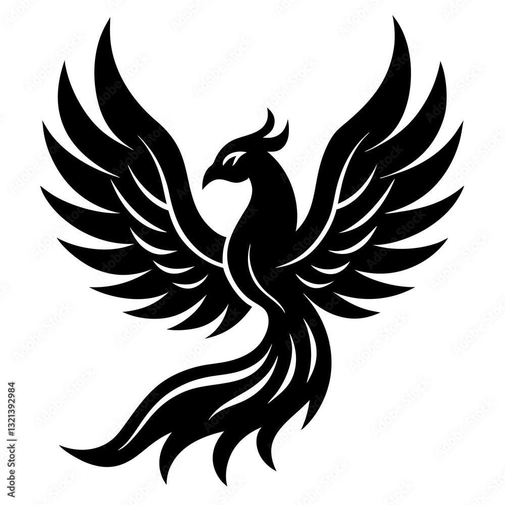 Obraz premium phoenix bird vector icon white background 