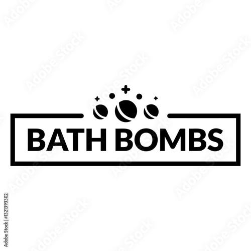 Logo of bath bombs: Elegant monochrome logo design, showcasing the name of bath bombs. Featuring a modern and minimalistic aesthetic perfect for marketing the product.