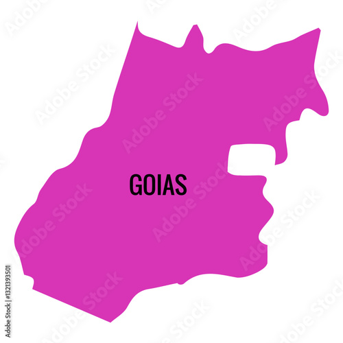 Goiás State Map:  A digitally rendered map of the Goiás state, highlighting its distinctive shape and geographic location, presented in a bold and striking visual.