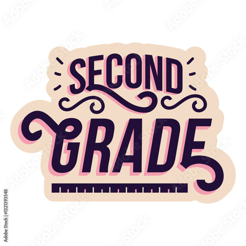 Second Grade Emblem: A charming emblem proclaiming SECOND GRADE with a whimsical style, showcasing a sense of learning, knowledge, and grade-level celebration.
