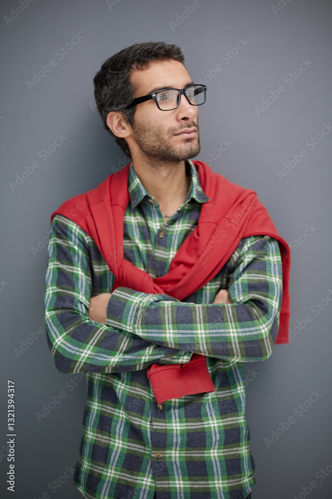Fototapeta premium portrait of young successful serious man with bristle