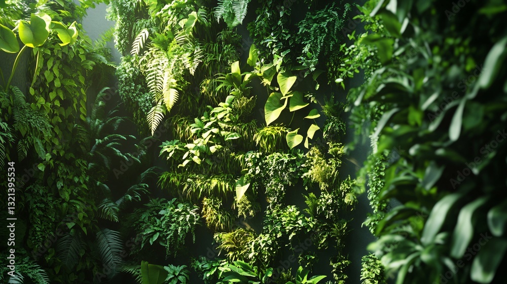 Fototapeta premium Professional Vertical Garden Installation for Heat Reduction in Sustainable Architecture Design