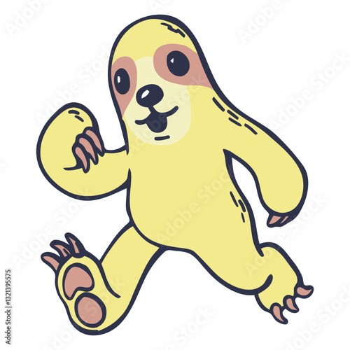 Speedy Sloth Cartoon: An adorable cartoon sloth races across the frame, showcasing its surprisingly swift sprint with a big smile and dynamic movement.