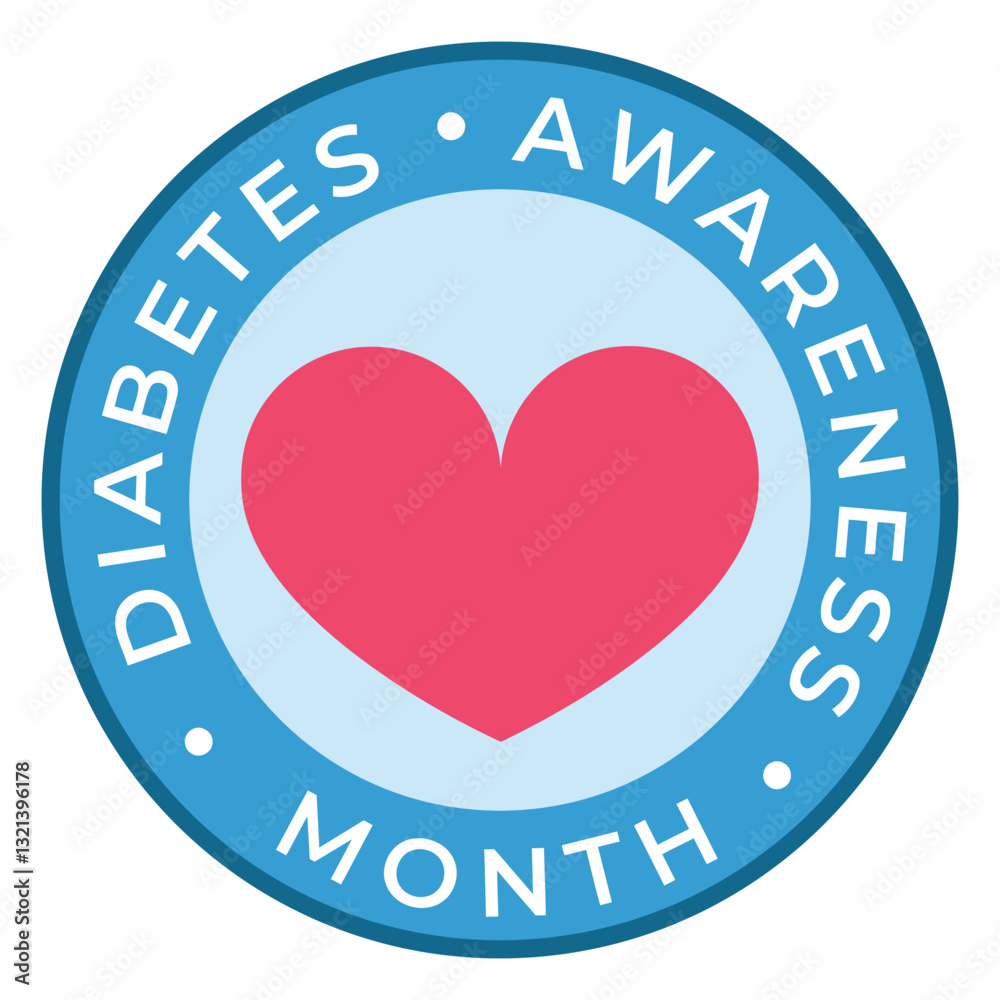Fototapeta premium Diabetes Awareness Month: A symbolic heart, central to the graphic, embodies the core of care and understanding in diabetes awareness, creating an effective visual representation of health