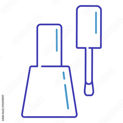 Nail Polish Icon: An illustrative representation of a nail polish bottle, brush. The image focuses on cosmetics and beauty, conveying the essence of personal care and fashion.