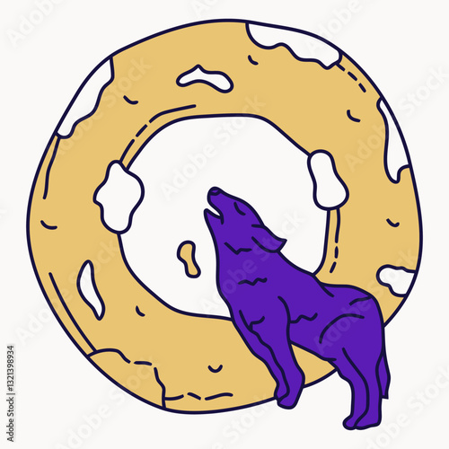 Lunar Howl: A stylized graphic of a howling wolf beneath a celestial full moon, invoking a sense of wild nature and mystery.