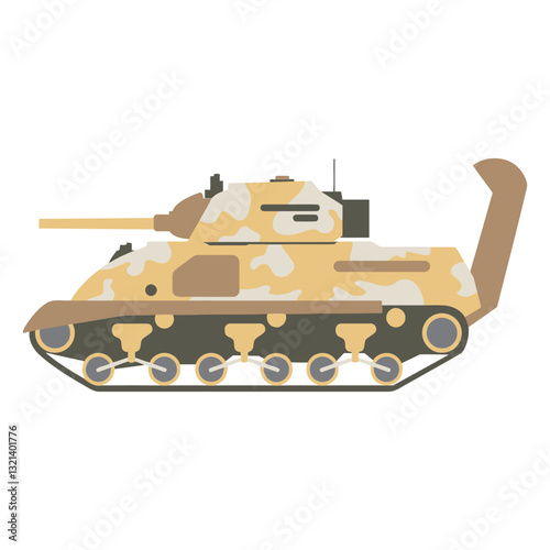 Battle Tank Illustration: A powerful illustration of a battle tank showcases detailed design and functionality. Explore the armored vehicle's intricate structure.