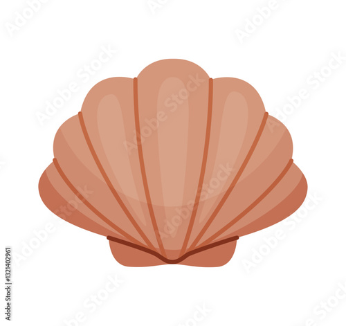 Scallop Seashell. Hand drawn trendy flat style isolated icon on a transparent background seashell. Vector illustration