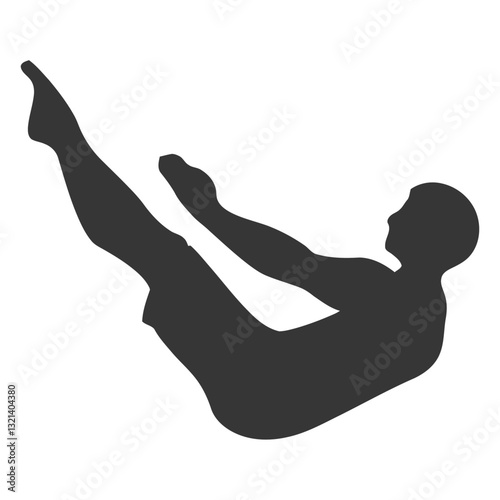 Pilates Pose Silhouette: A sleek silhouette of a person gracefully executing a Pilates exercise, embodying balance, strength, and flexibility.