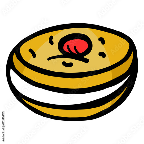 Delicious Donut Delight: A mouthwatering donut with creamy filling and a tantalizing cherry, perfect for satisfying any sweet craving. Capturing the perfect moment to make you feel more appetite.