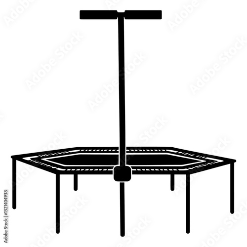 Trampoline Silhouette: A striking, high-contrast silhouette of a trampoline. A simple yet dynamic illustration perfect for recreational activity and fitness. 