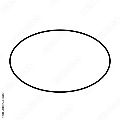 Simple Oval Shape: A minimalist representation of a sleek, black oval, elegantly outlined against a clear backdrop, ideal for conveying basic design concepts.
