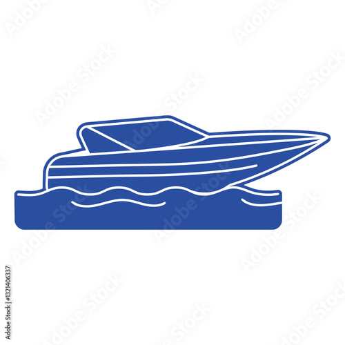Blue Motorboat on the water: A sleek, streamlined motorboat gracefully navigates the water, creating a dynamic interplay between the vessel and its aquatic environment.