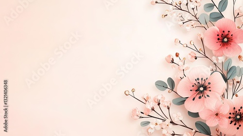 Abstract art background concept. Delicate pink flowers with soft petals against a gentle background, evoking tranquility.