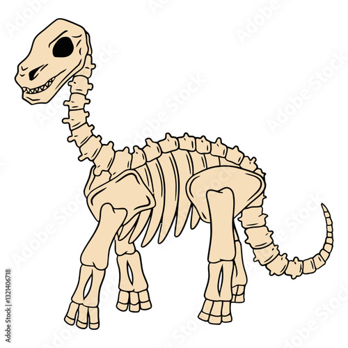 Ancient Relic: A stylized dinosaur skeleton stands proud, inviting viewers to explore the intriguing past. This image sparks curiosity and wonder about prehistoric life.