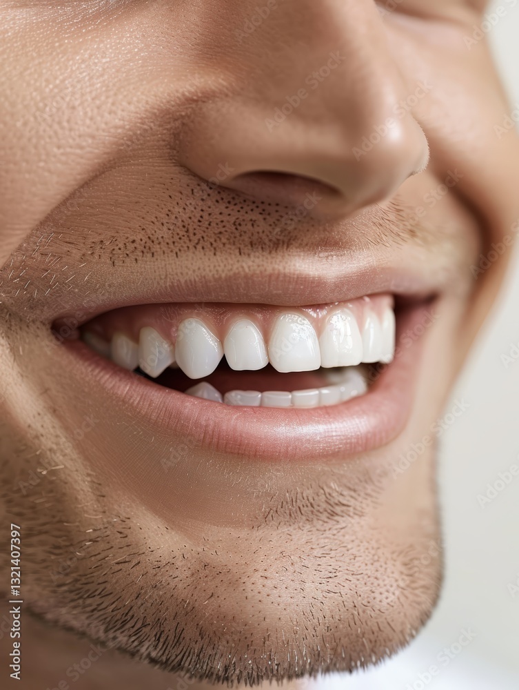 Obraz premium Smiling Caucasian man with perfect teeth
