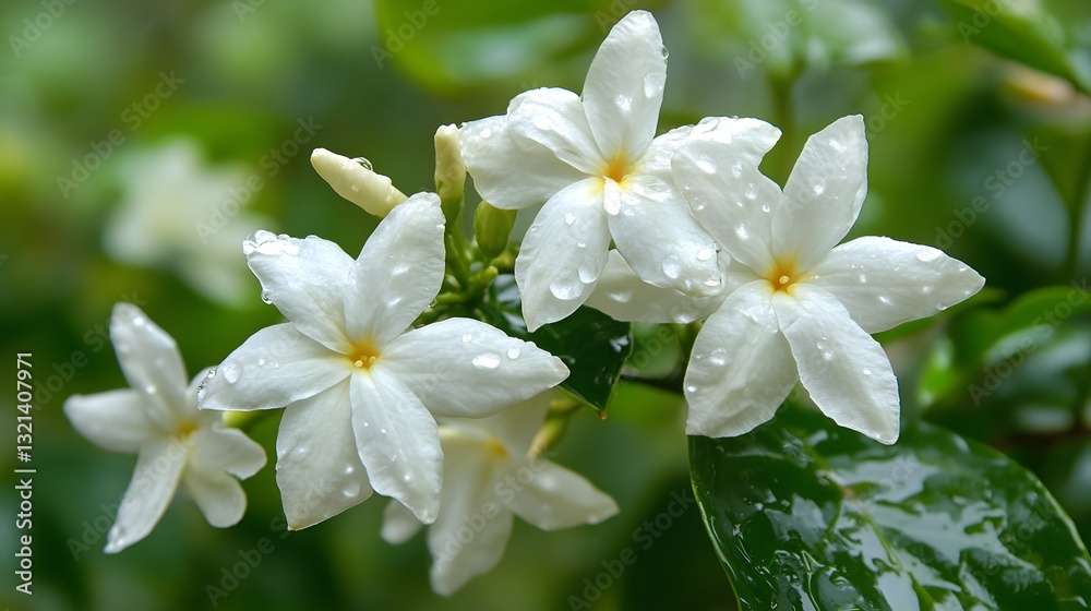 Obraz premium 9. **A delicate white jasmine flower with a soft golden glow**