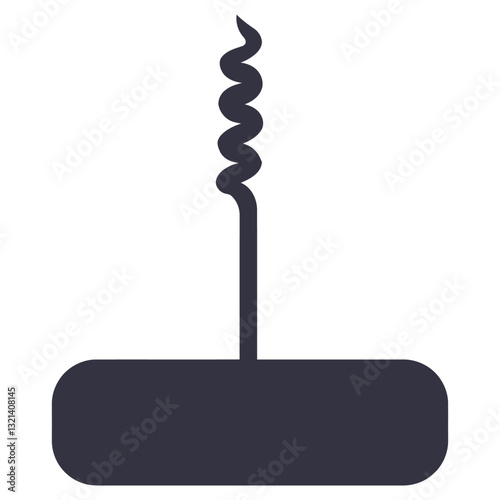 Corkscrew Silhouette: A minimalist silhouette of a classic corkscrew, a timeless symbol of celebration, elegantly poised and ready for use. 