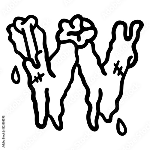 W Letter of Zombie Style: The unique and symbolic W-letter design, featuring zombie hands dripping with blood, creates a distinctive and captivating visual for horror concepts. 