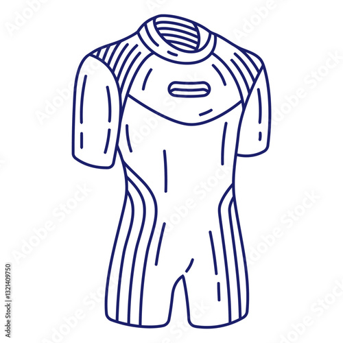 Dive into Adventure: A detailed line-art illustration captures the essence of a wetsuit. Designed for optimal warmth, flexibility, and freedom, it epitomizes the spirit of aquatic exploration.