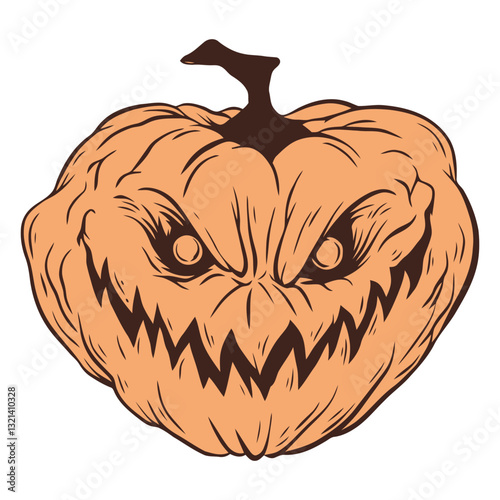 Spooky pumpkin: A chilling Halloween pumpkin design, featuring intricately carved features and an unsettling glow. Capturing the spirit of All Hallows' Eve and eerie festivities.