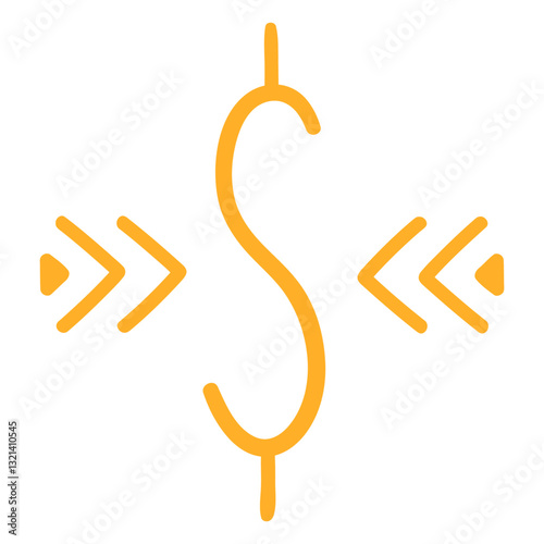 Financial Emblem: A stylish, modern emblem, this abstract representation, showcasing the currency sign, elegantly encapsulates the essence of finance and wealth with arrows.