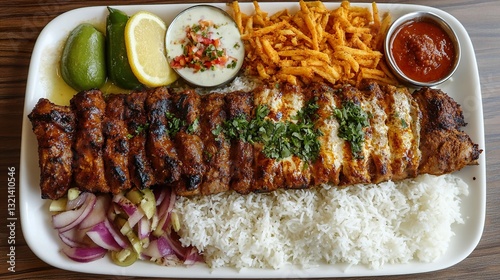 Sizzling Kebabs with Rice and Sides: A Culinary Delight photo