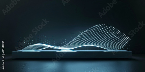 Abstract digital wave with glowing lines and dots