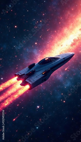 Wallpaper Mural A modern space vessel zooming past distant galaxies, stars, futuristic Torontodigital.ca