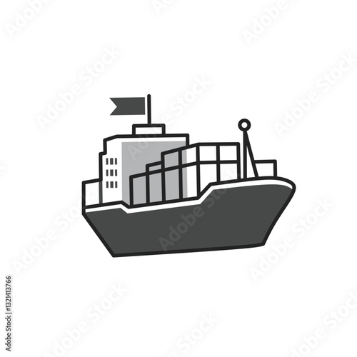 simple container ship icon white background 