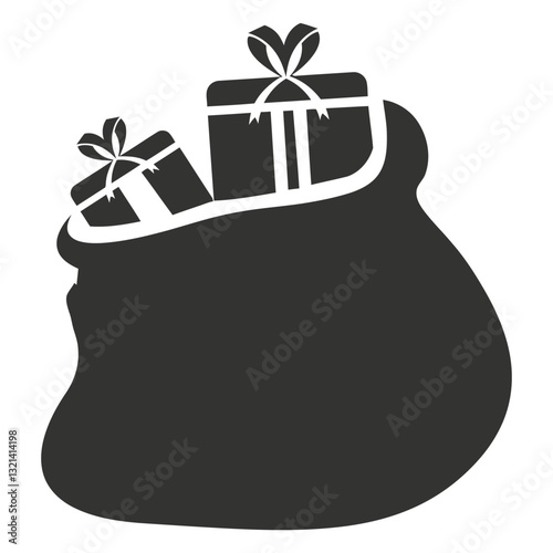 Gifts in a Bag: A stylized depiction of a festive bag brimming with elegantly wrapped gifts, ready to bring joy and anticipation.