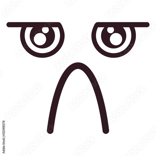 Unhappy face: A simple yet expressive illustration of an unhappy face, conveying sadness, disappointment, or a negative emotion in a minimalistic and easily recognizable design.