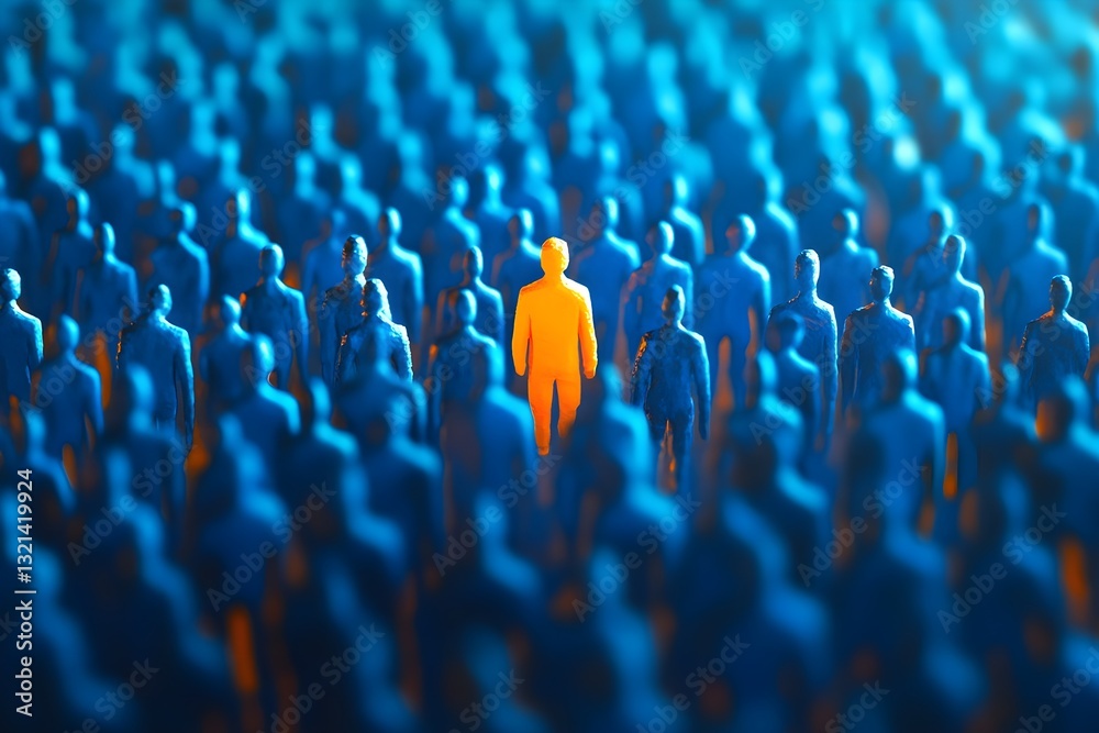 Obraz premium A person who stands out in a large crowd of people.
