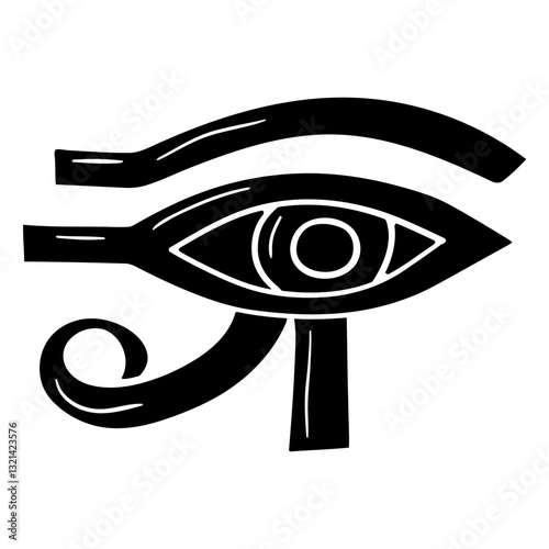 Eye of Horus Symbol: A stylized illustration of the Eye of Horus, an ancient Egyptian symbol representing protection, health, and royal power.