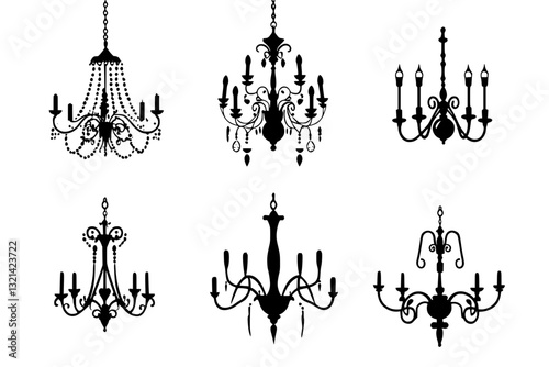 Collection of Chandeliers, household objects, vector graphics