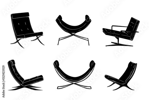 Collection of Lounge chairs, household objects, vector graphics