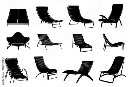 Collection of Lounge chairs, household objects, vector graphics