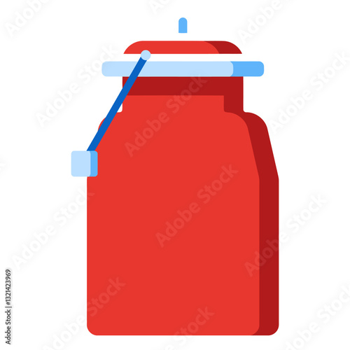 Red Milk Can Icon: A bold red milk can icon is brought to life in vivid detail, the smooth lines and balanced color palette radiating energy and cheerfulness.