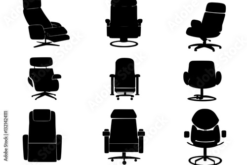 Collection of Recliners, household objects, vector graphics