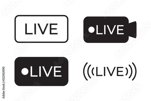 Vector illustration of Live icon set isolated on transparent background
