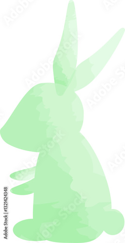 Green Watercolor Rabbit. Creative Easter vector illustration with rabbit in watercolor style. Modern posters for party decoration, holiday, advertising, branding, cover, postcard, sale