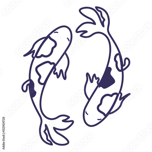 Koi Fish Yin Yang Harmony: Two koi fish swim in a gracefully arranged form, representing the balance and harmony of the yin-yang symbol.