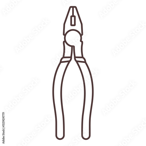 Precision in Mechanics: A detailed line art rendering of a sturdy set of pliers, tool illustrating the essence of precision and craftsmanship.