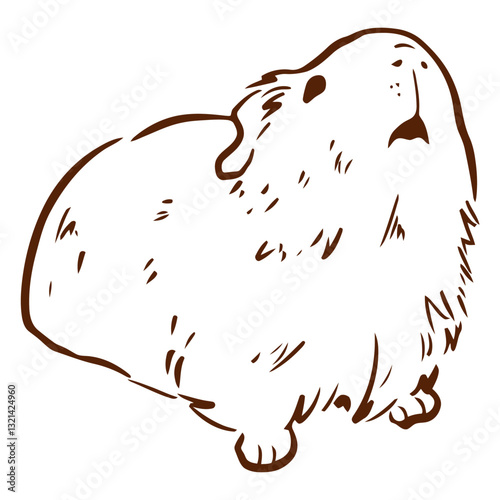 Guinea Pig Outline: A whimsical guinea pig outline with thick contour, perfect for logo or artistic touch, stands ready for use in creative endeavors.