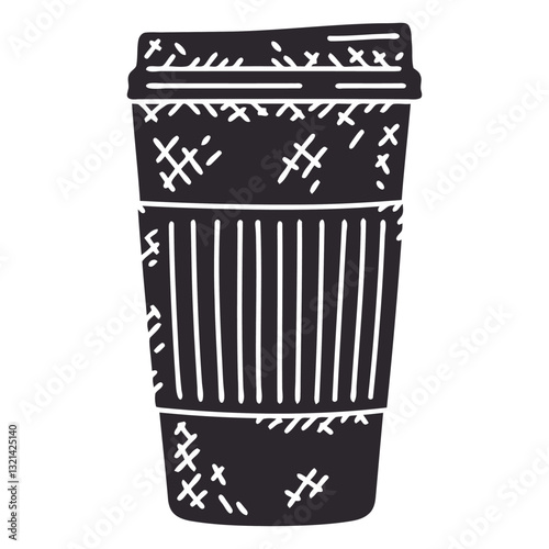 Minimalist Coffee Cup: A sleek, monochromatic illustration of a to-go coffee cup, a simple design with clean lines that is both modern and minimalist.